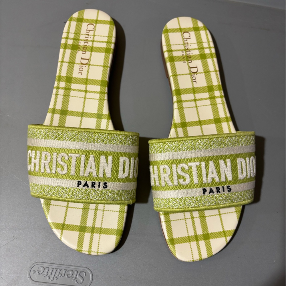 Dior Green Plaid Sandals